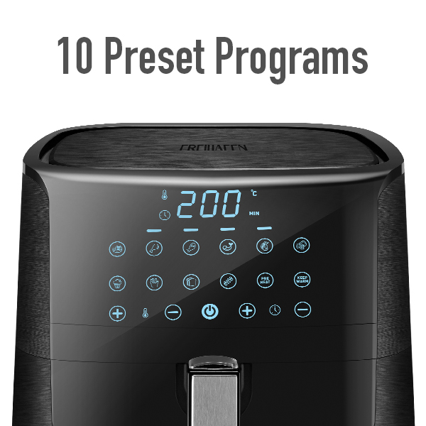 FREIHAFEN Hot Air Fryer 5.5 L XXL, Free Port, 1800 W without Oil Fryer, Hot Air Fryer with Digital LED Touch Screen